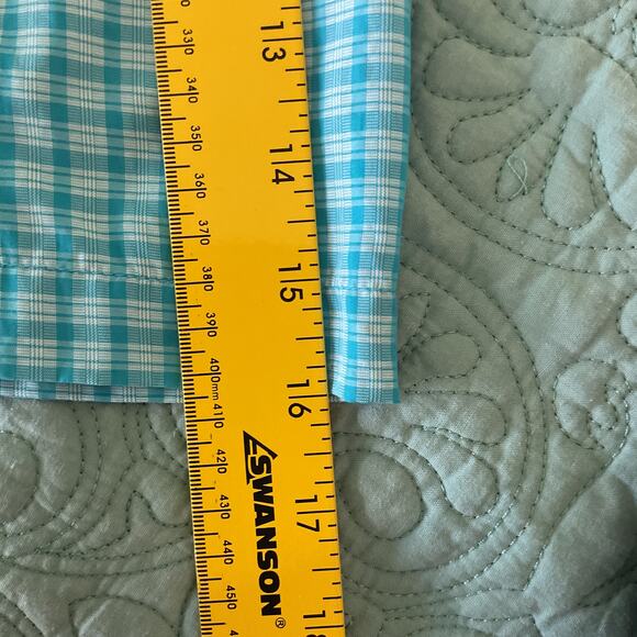 SIMMS Windowpane Mens Size M Blue Fishing Button Down T Shirt - Picture 10 of 10